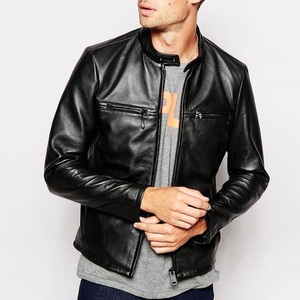 Veste en cuir tendance pour homme, finition lisse, style vintage, look intemporel, longueur régulière, capuche avant, Urban Productions - Product Image 1