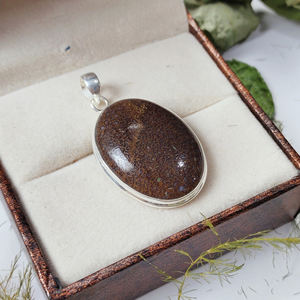 Pendentif ovale en jaspe os de dinosaure en gros, breloque en argent sterling 925 avec pierres précieuses pour femme - Product Image 5