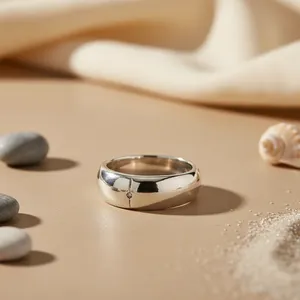 Anillo de Boda de Plata y Rodio Plateado con Diamantes de Corte Princesa para Hombre y Mujer, Joyería Fina de Platino, AGR-21678 - Product Image 1