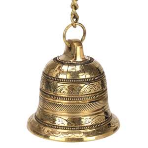 Antique Brass Bell <b>Vintage</b> Home Decor <b>Item</b> with Religious Style Solid Brass Material Deep Sound Digital Printing on Base Top - Product Image 3