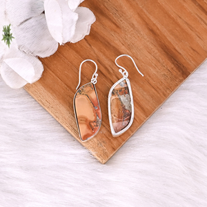 Boucles d'oreilles pendantes classiques en jaspe Malinga, plaquées argent, en laiton, style tendance, pour femmes chrétiennes, pour les fêtes et les mariages - Product Image 4