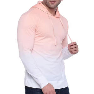 เสื้อฮู้ดแขนยาวผ้าฟลีซผ้าฝ้าย100% สีไล่ระดับน้ำหนักเบาพร้อมฮู้ดเชือกรูดแฟชั่นสตรีทแวร์ของผู้ชาย - Product Image 1