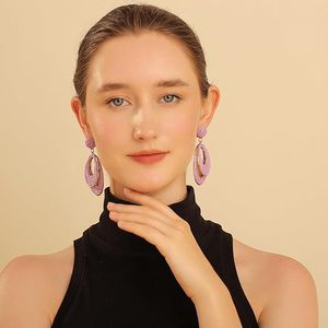 Pendientes de aro de rafia hechos a mano para mujer, joyería colgante Bohemia ligera, fiesta de moda, verano, Vacaciones en la playa, diseño de envoltura de paja ovalada - Product Image 6