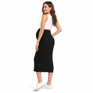 <span class=keywords><strong>Gonna</strong></span> a tubino midi elasticizzata all'ingrosso OEM ODM per la gravidanza, con arricciatura in vita, aderente, per donne in gravidanza - Product Image 3