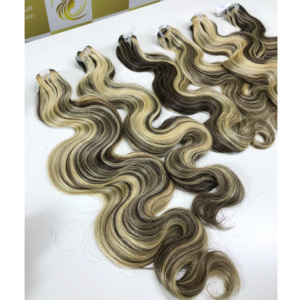 Vente en gros d'extensions de cheveux humains vietnamiens vierges Remy Tape-In brun blond clair Super Double non traités grand stock - Product Image 2