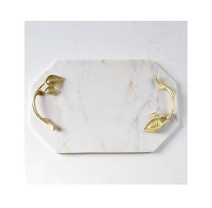 Plateau de service moderne en marbre et métal de haute qualité pour mariage avec poignées dorées pour bureau à domicile et restaurant-Best Seller - Product Image 6