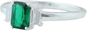 Bague Femme Émeraude Naturelle Topaze Blanche Pierre Précieuse Mai Pierre De Naissance Noël Minimal Bijoux Faits À La Main Bague En Argent Sterling 925 - Product Image 3