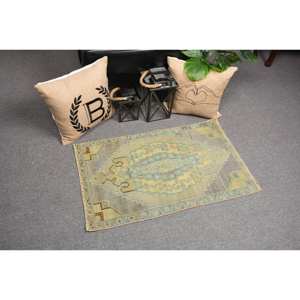 Vintage 19ft X 31ft Turc Laine Seagrass Latex Eco Friendly Medium Pile Tapis Vert Jaune Patchwork Design Grande Surface - Product Image 2