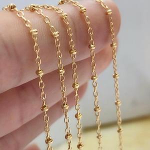 GP US 1.35mm catena di perle satellitari 14K pieno d'oro S925 bobina d'argento con perline gioielli permanenti delicate perline Saturn all'ingrosso - Product Image 2