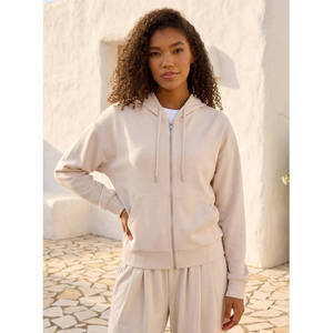 <b>Women's</b> Solid Modal <b>Zip</b> Through <b>Hoodie</b> Soft Lightweight Full <b>Zip</b> Sweatshirt Casual Layering Top Winter OEM - Product Image 1