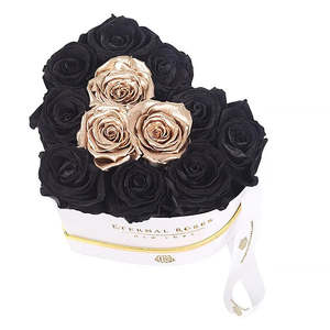 Boîte cadeau de roses noires en forme de cœur, regard de minuit, roses éternelles pour la décoration de bureau et accessoires - Product Image 2