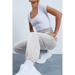 Pantalones de chándal informales holgados de pierna recta para mujer de alta calidad, estilo frontal plano, decoración pintada para entrenamientos - Product Image 4