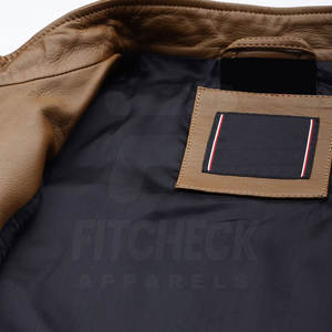 Chaqueta de invierno de cuero para hombre hecha a medida de diseño único cuello alto frontal transpirable a prueba de viento ecológico al por mayor cómodo - Product Image 6