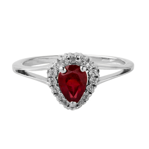แหวนเพชรพลอยทับทิมธรรมชาติและโทแพซสีขาวสำหรับผู้หญิงจาก Shah Gems แหวนเงินแท้ 925 - Product Image 1