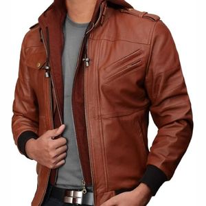 2025 nouvelle veste en cuir de moto pour hommes col montant avant Logo imperméable respirant écologique manteau d'hiver - Product Image 3