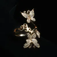 Bague de fiançailles unisexe en argent sterling plaqué or 18 carats de qualité supérieure, sertie de diamants, style baroque, motif papillon, style rétro, style cour.