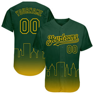 Uniformes de Béisbol al por Mayor, Conjuntos de Uniformes Deportivos, Camisas de Béisbol con Botones de Color Verde Oscuro con Diseño Impreso Personalizado - Product Image 1