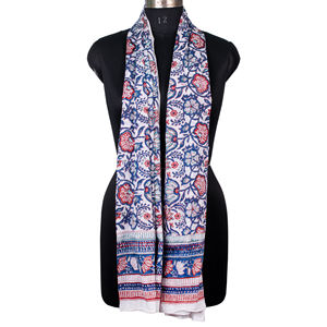 Hot Selling White Cotton <b>Sarong</b> Pareo Indian Floral Block Printed Voile Scarf Handmade Luxury <b>Beach</b> Cover Traditional Shawls - Product Image 1