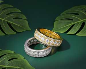 Anneaux de fiançailles éternels pour femmes Aniva en or blanc, bijoux fins glacés, diamant de laboratoire de couleur E, taille brillante, 14 carats, ethnique - Product Image 5