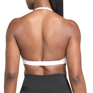 Women's Plus Size Simple <b>Halter</b> <b>Neck</b> <b>Sports</b> <b>Bra</b> Ruched Front Plunge V Open Back Yoga Gym Activewear Wirefree Light Support - Product Image 2