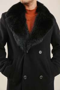 Abrigo de piel de oveja de calidad superior para hombre, abrigo de piel de oveja de aspecto suave y diseño negro - Product Image 6