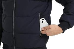 Vente en gros de blouson bombardier à col montant pour hommes avec logo personnalisé noir vêtements de fitness en duvet style rue tissu en toile - Product Image 4