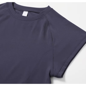 Top de media manga de alta elasticidad para mujer, ropa deportiva de 2 uds., ropa de entrenamiento de gimnasio, Top corto, mallas de cintura alta, ropa deportiva para Fitness - Product Image 1