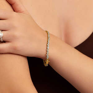 สร้อยข้อมือเทนนิส14K สีเหลืองทองแล็บปลูกเพชรกลม Def VVS ความชัดเจน12กรัม - Product Image 3