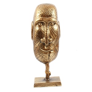 Sculpture de visage en aluminium coulé de vente chaude avec finition antique en laiton doré Sculptures antiques personnalisées pour la décoration intérieure - Product Image 6