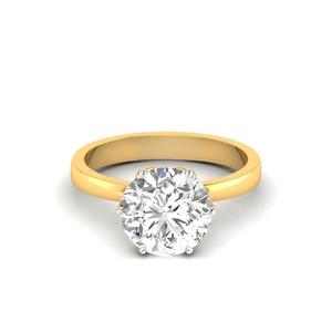Anillo Solitario con Diamante Redondo Corte Portugués de 3.00 Ct, Color F, Claridad VS, Diamante Cultivado en Laboratorio en Oro de 14K, Regalo de Aniversario de Bodas - Product Image 1