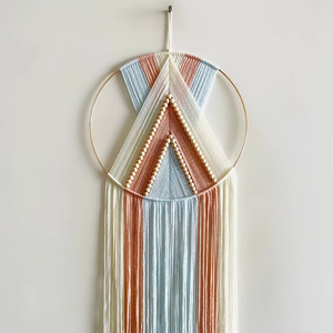 Decoración de Pared de Macramé en Tonos Pastel Redondos para un Ambiente de Hogar Tranquilo y Acogedor, Decoración de Pared Boho y Estilo de Habitación de la India - Product Image 1