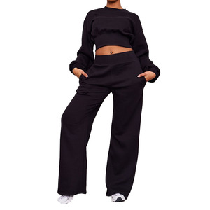 เสื้อสเวตเตอร์ขากว้างเอวสูงระบายอากาศสำหรับผู้หญิงสำหรับฤดูหนาวเสื้อสเวตเตอร์แขนยาวตัดโลโก้ออกแบบได้ตามต้องการ - Product Image 6