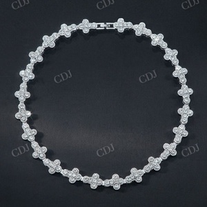 Joyería Hip Hop de lujo, diamantes redondos, Plata de ley, totalmente moissanita, collares de cadena de eslabones cubanos cruzados de lujo, joyería - Product Image 2