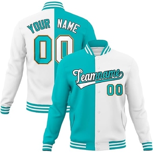 Custom teal varsity <b>jacket</b> personalized two tone letterman teal and <b>white</b> bomber custom team apparel - Product Image 6