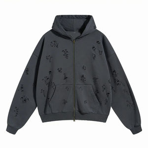 Sudaderas con cremallera personalizadas con hombros caídos para hombres desgastados 100% algodón polar en blanco liso fabricación de ropa de gran tamaño peso pesado - Product Image 1