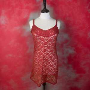 สีแดง verovica ชิ้นเดียว Sultry Soft NET nighty - Product Image 1