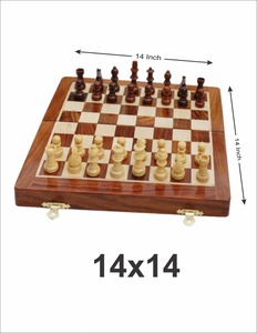 Tablero de Ajedrez de madera de la mejor calidad Tamaño 14x14 pulgadas con ajedrez de madera magnético Precios increíbles para deportes y entretenimiento - Product Image 6