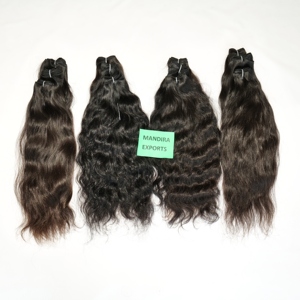 100% Remy Cuticle Aligned Virgin Black Double Weft Wavy Machine Double Weft Wavy Bundles Vietnamese Temple Human <b>Hair</b> Extensions - Product Image 1