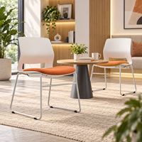 Chaise Visiteur Moderne en PP Moulé Monobloc avec Dossier Respirant, Base Trépan et Assise Fixe en Tissu pour Bureau et Réception