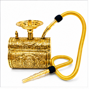 Chicha de table de luxe égyptienne en laiton martelé laqué, design en forme de mini sac à main - Product Image 1