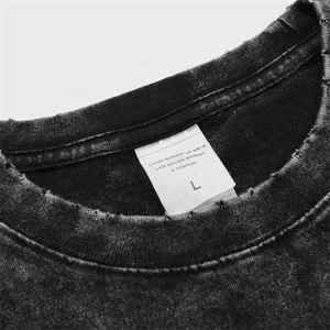 Gráfico personalizado Vintage DTG impreso 100% algodón hombres ácido lavado Streetwear de gran tamaño piedra lavado Hip Hop camiseta - Product Image 4