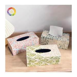 Boîte à mouchoirs en bois faite à la main avec incrustation de nacre, style floral, pour décoration intérieure ou cadeau – Nouveauté - Product Image 3