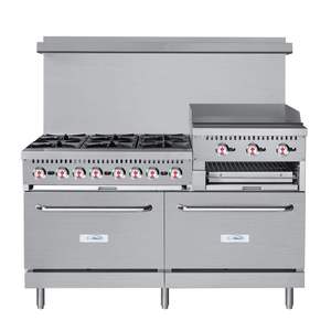 Mo-tak Mr10-rgb24-n-c-s Cocina de Gas de 60 Pulgadas con 6 Quemadores, Plancha y Asador, Velocidad Variable, Con Cable, Sin Llave, 2 Hornos Estándar Convertibles - Product Image 2