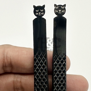 Pinzas para pestañas con diseño de gato nuevo con punta puntiaguda negra, pinzas de extensión de estilo inferior, logotipo de visón de embalaje sostenible - Product Image 4