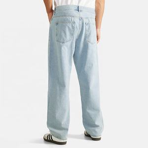 Professional Hot Selling Loose Fit 100% Cotton Design <b>Jeans</b> for <b>Men</b> Mid <b>Waist</b> 5 Pocket Denim Pants with Embroidered Logo - Product Image 4