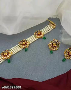 Unique Designer Handmade Ethnic Zinc Alloy Zircon Gold Plated Jewelry Set for Girls Women Necklace Earrings Ring for Wedding - Product Image 4