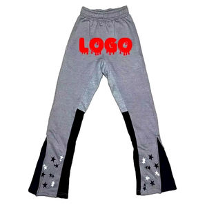 Pantalon de survêtement en éponge française avec logo personnalisé pour hommes Pantalon de jogging Streetwear respirant OEM Pantalon de survêtement évasé empilé Style décontracté - Product Image 4
