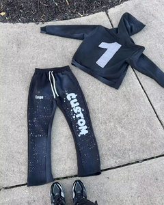 Ensembles de survêtements d'hiver avec pantalons évasés et sweats à capuche pour hommes, survêtements deux pièces, survêtements avec service OEM - Product Image 2