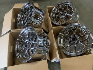 Nuevas llantas de aleación forjadas pulidas a espejo de 2 piezas, cóncavas profundas con borde escalonado, 20mm ET, 20mm PCD, 114.3mm, radios múltiples, mejora. - Product Image 3