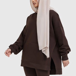 Sweat à capuche longue marque privée pour femmes OEM pull surdimensionné personnalisé sweat à capuche polaire avec tissu en coton respirant - Product Image 3
